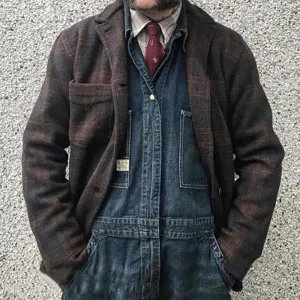 Hirro - Men's Retro Checkered Lapel Jacket