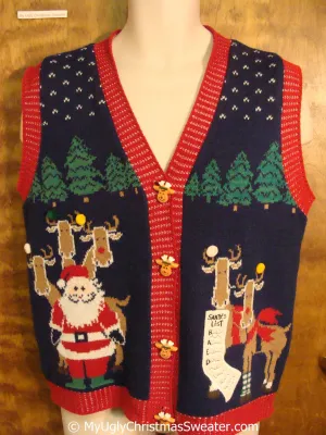 Holy Grail Best Christmas Sweater Vest with Reindeer on 2sides
