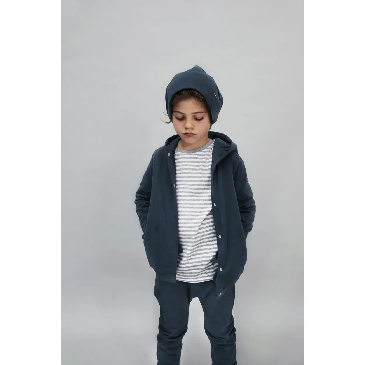 Hooded Cardigan - Blue Grey