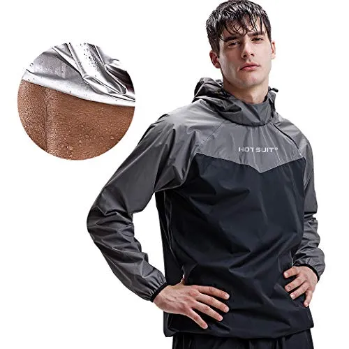 HOTSUIT Sauna Suit Men Weight Loss Gym Exercise Sweat Suits Workout Jacket, Gray, XXL