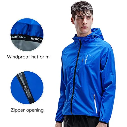 HOTSUIT Sauna Suit Sweat Jacket - Men Weight Loss Anti Rip Sauna Tops Workout, Blue, L