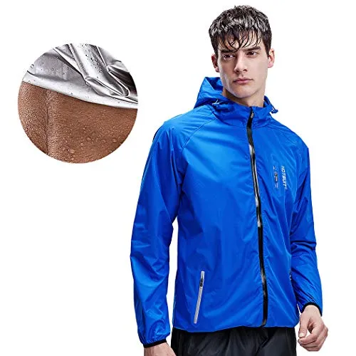 HOTSUIT Sauna Suit Sweat Jacket - Men Weight Loss Anti Rip Sauna Tops Workout, Blue, L