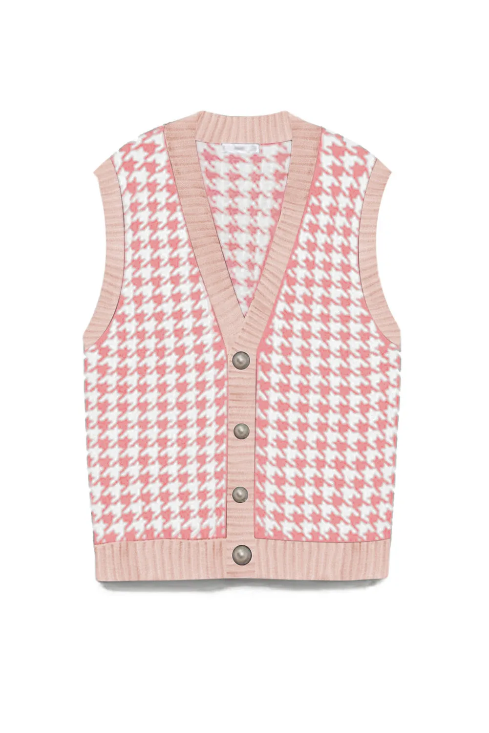 Houndstooth Vest Cardigan