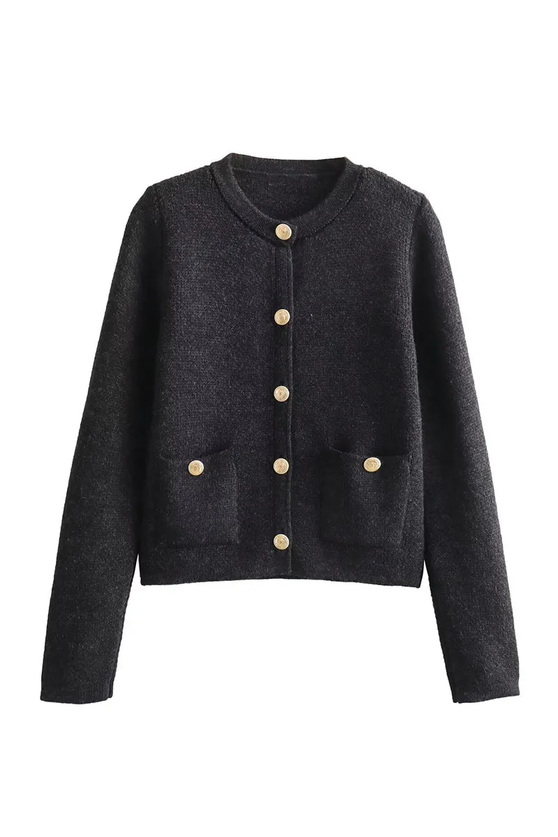 HWS1371 Classic Button-Front Knit Cardigan