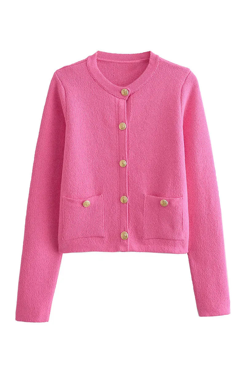 HWS1371 Classic Button-Front Knit Cardigan