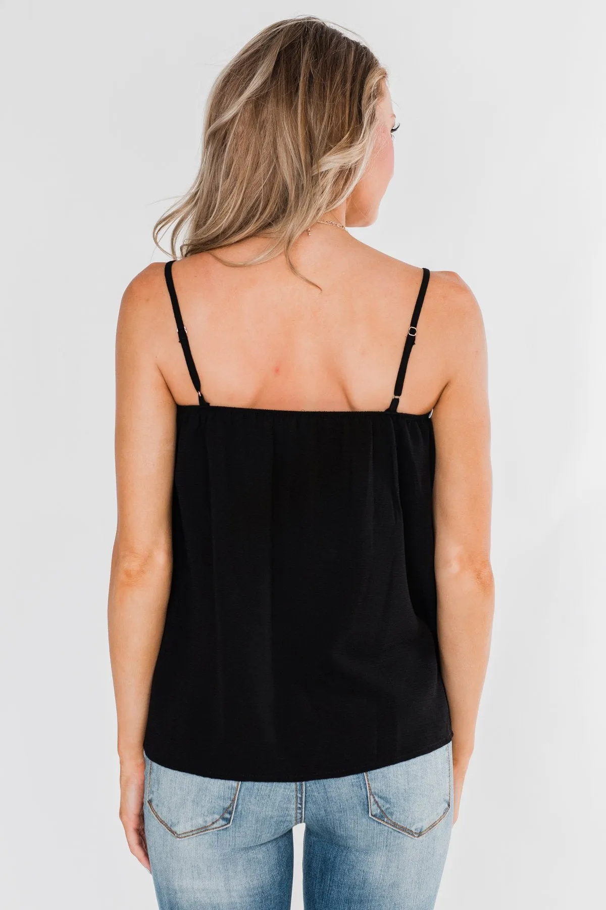 I Hold On Spaghetti Strap Tank Top- Black