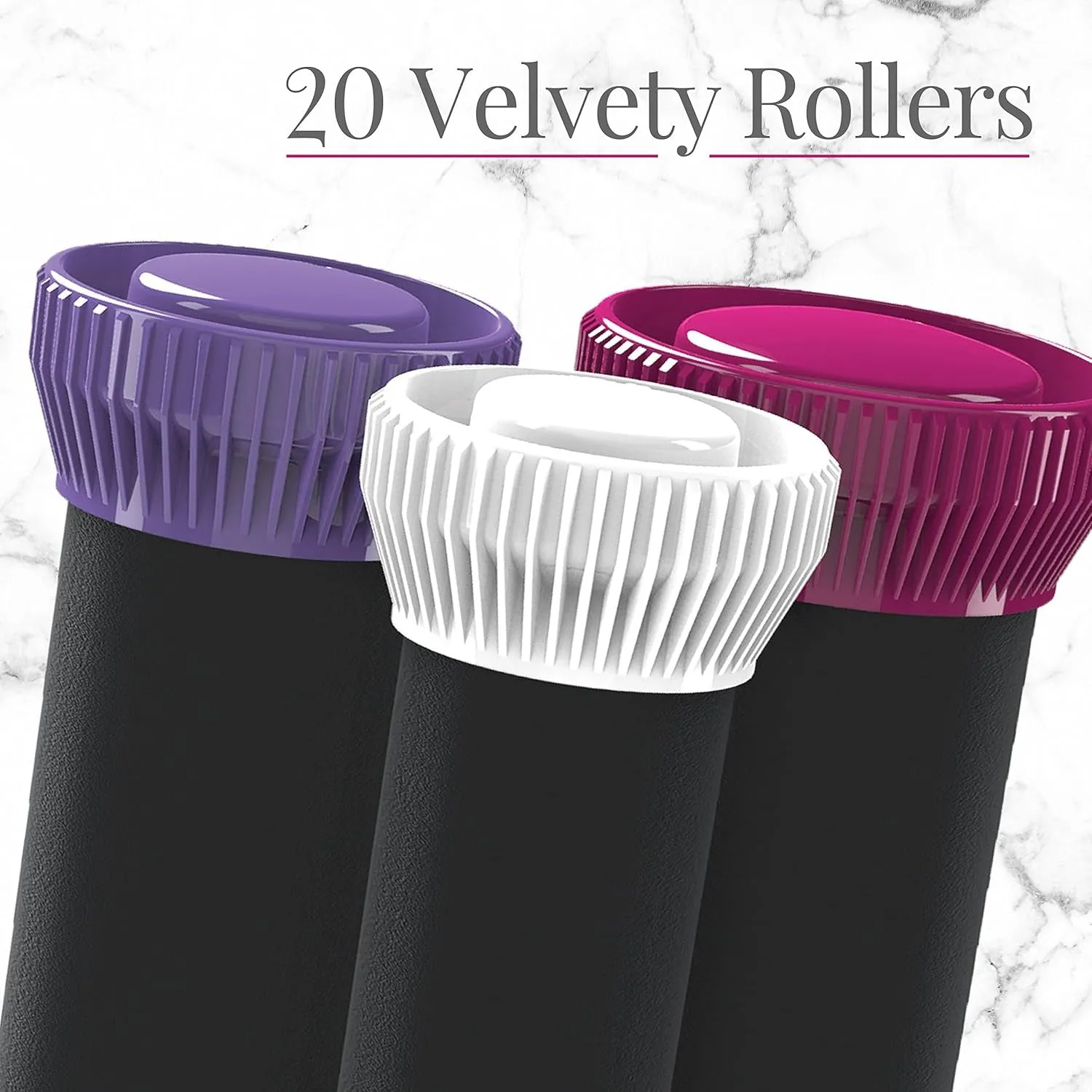 Ionic Conditioning Hair Setter, 20 Velvet Hair Rollers, 6 Large (1¼”), 10 Medium (1"), 4 Small (¾”), Blowout Style Hair Curlers