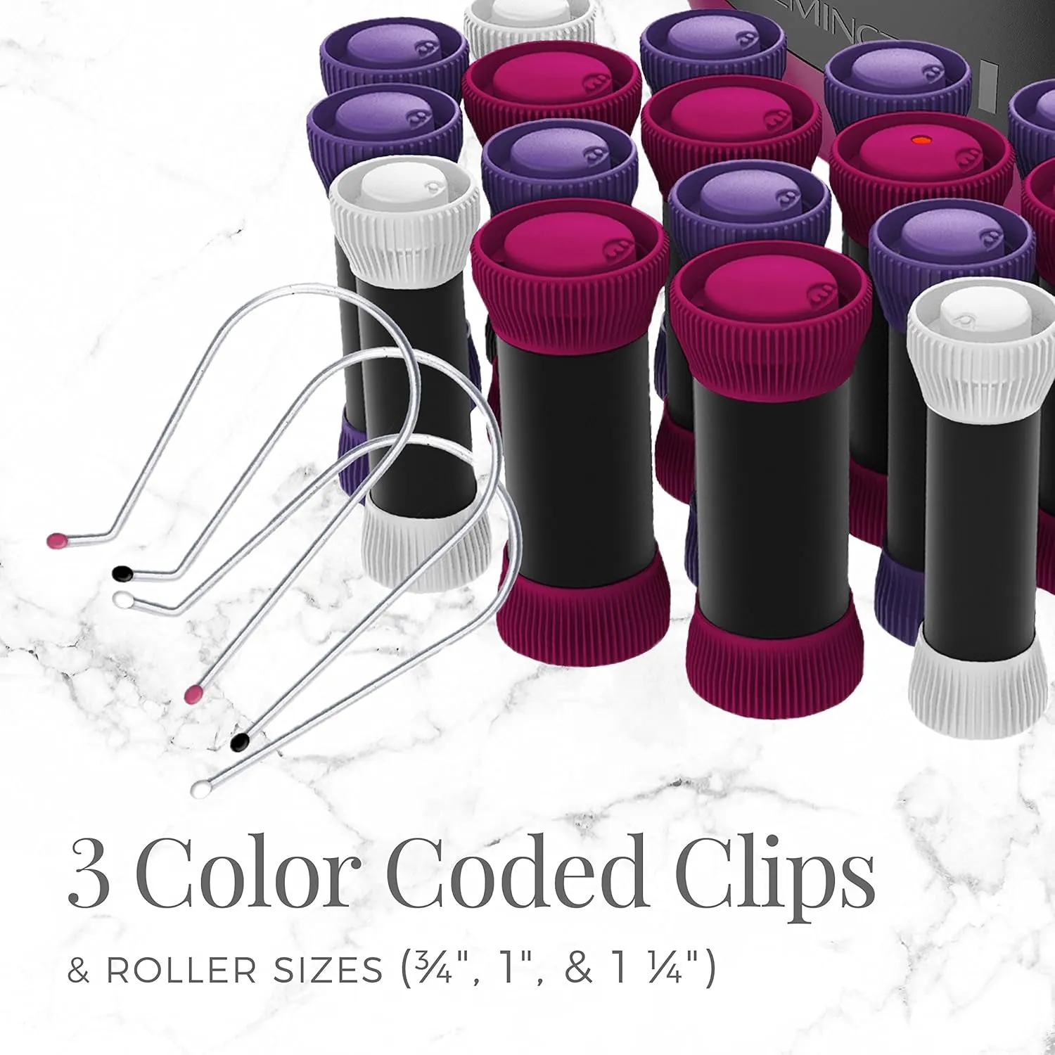 Ionic Conditioning Hair Setter, 20 Velvet Hair Rollers, 6 Large (1¼”), 10 Medium (1"), 4 Small (¾”), Blowout Style Hair Curlers