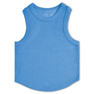 Iscream Cropped Ribbed Racerback Tank Top - Bright Blue
