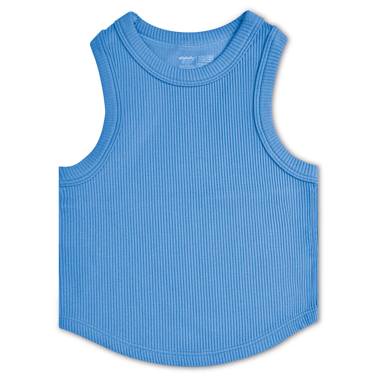 Iscream Cropped Ribbed Racerback Tank Top - Bright Blue
