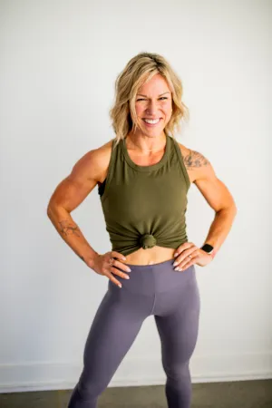 Ivy Green Seamless Ribbed Racerback Tank Top