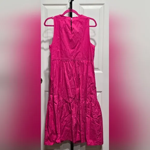 J. Crew Pink Sleeveless Tiered Cotton Poplin Dress