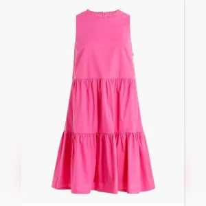 J. Crew Pink Sleeveless Tiered Cotton Poplin Dress