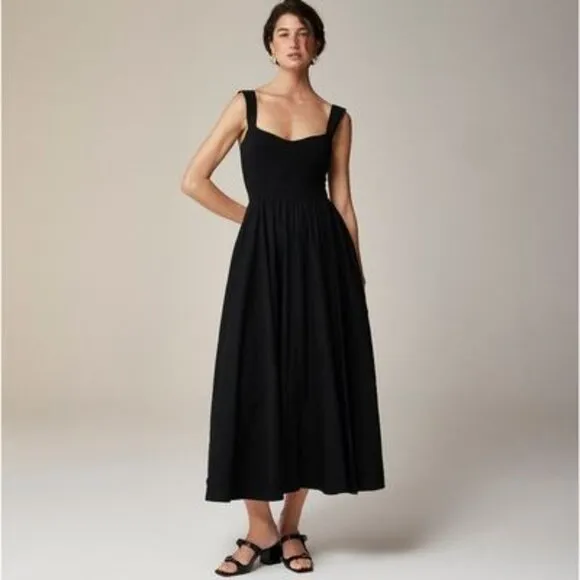 J.Crew Sweetheart Tank Dress with Poplin Skirt in Black Elegant &amp; Timeless Style