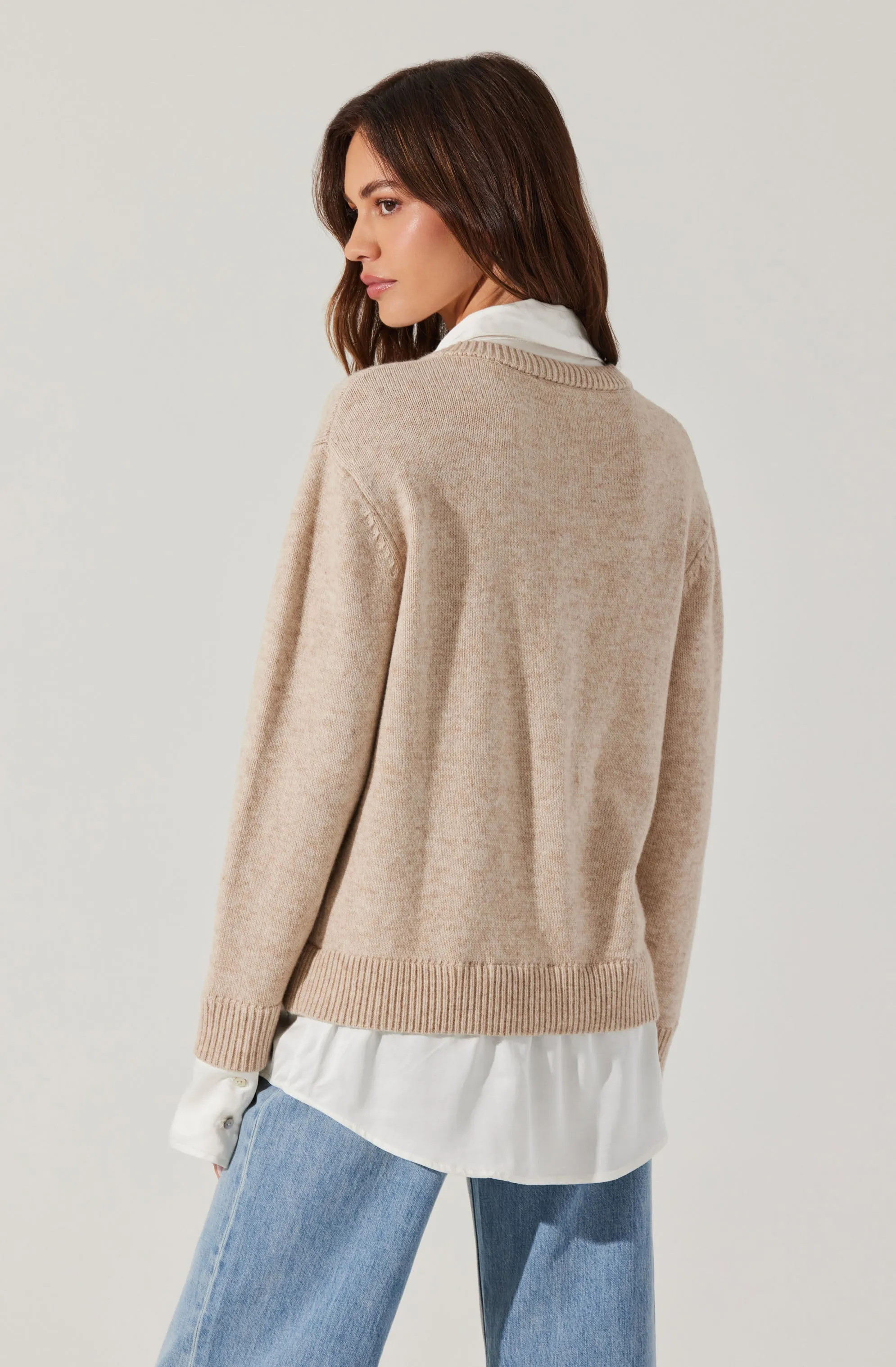 Jianna Mixed Media Layered Sweater