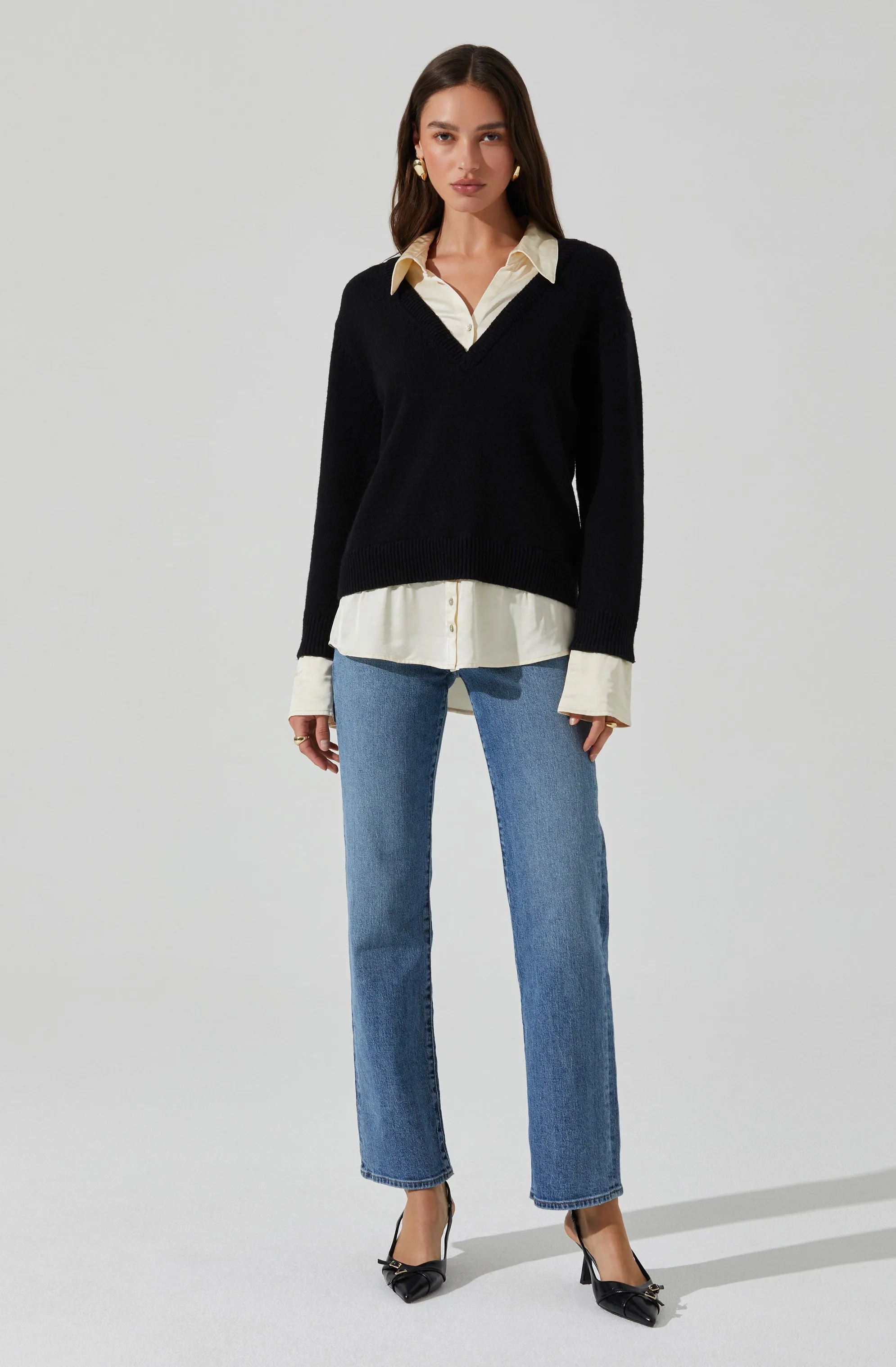 Jianna Mixed Media Layered Sweater
