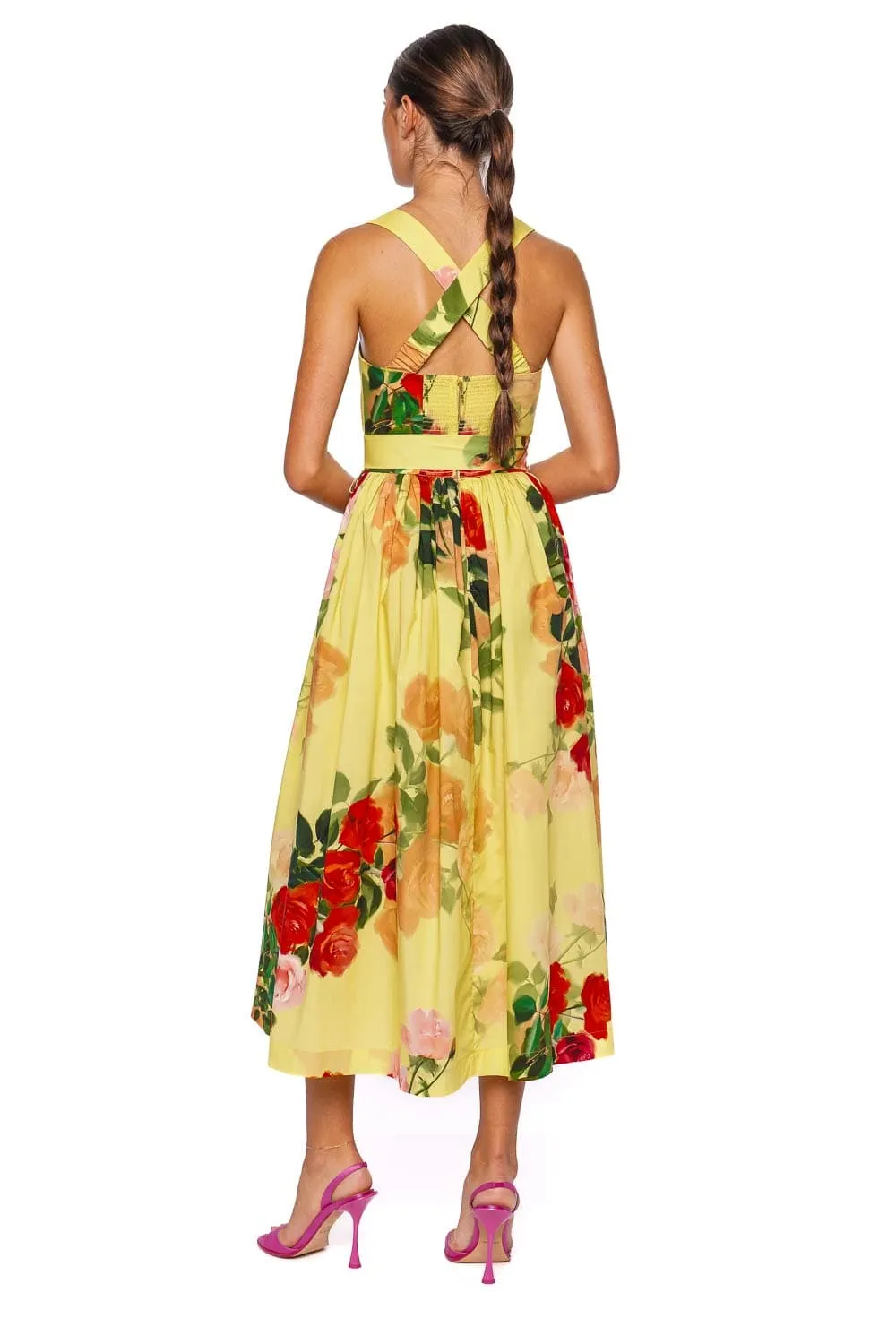 Julie Sleeveless Floral Cotton Midi Dress