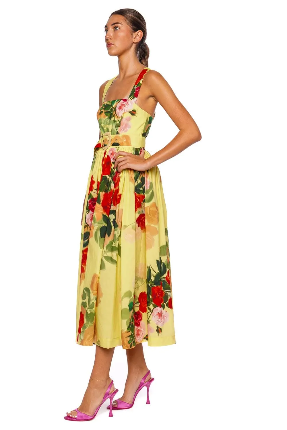 Julie Sleeveless Floral Cotton Midi Dress