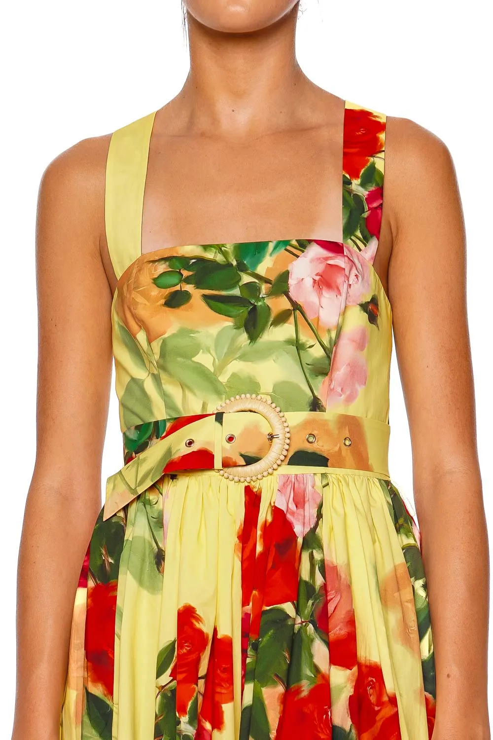 Julie Sleeveless Floral Cotton Midi Dress