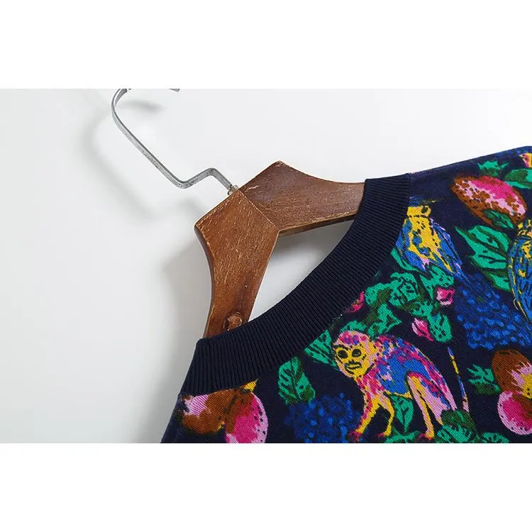 Jungle Print Cotton Knit Sweater