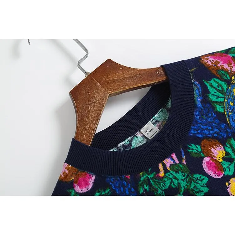 Jungle Print Cotton Knit Sweater