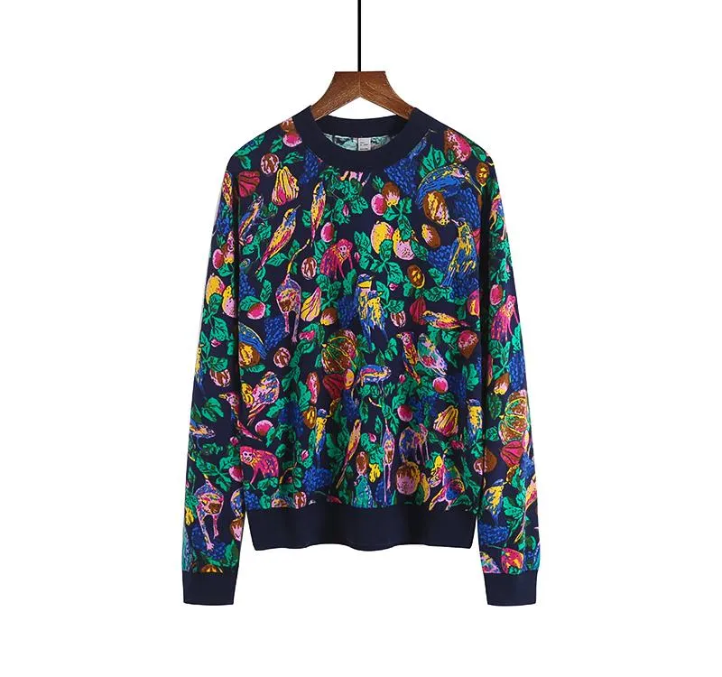 Jungle Print Cotton Knit Sweater
