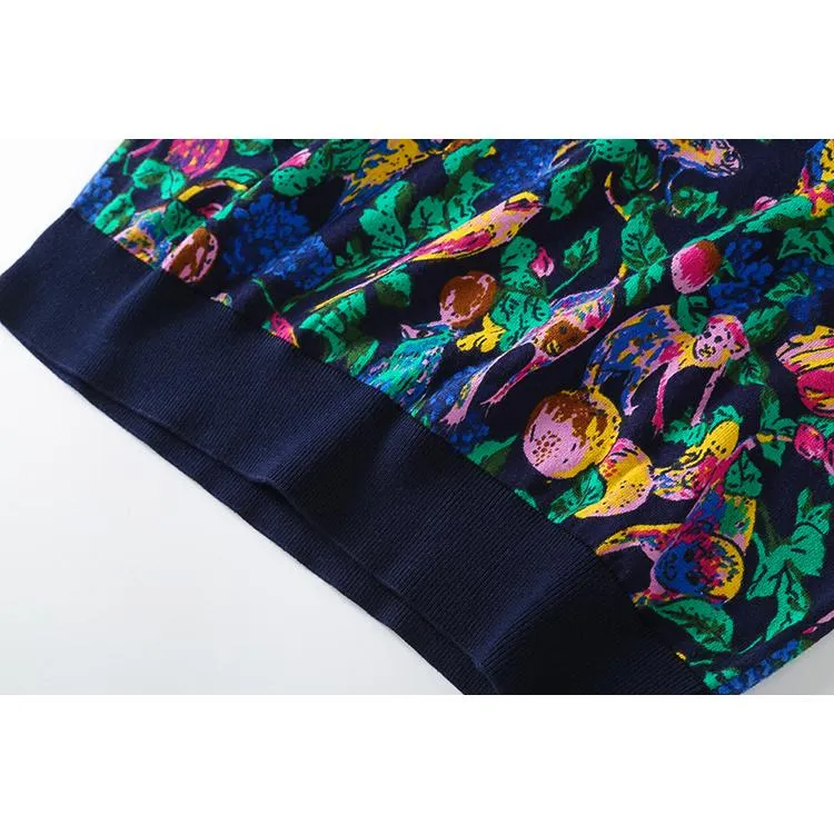 Jungle Print Cotton Knit Sweater