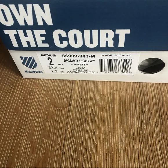 K-swiss Kids Tennis sneakers size 2 big shot brand new price firm