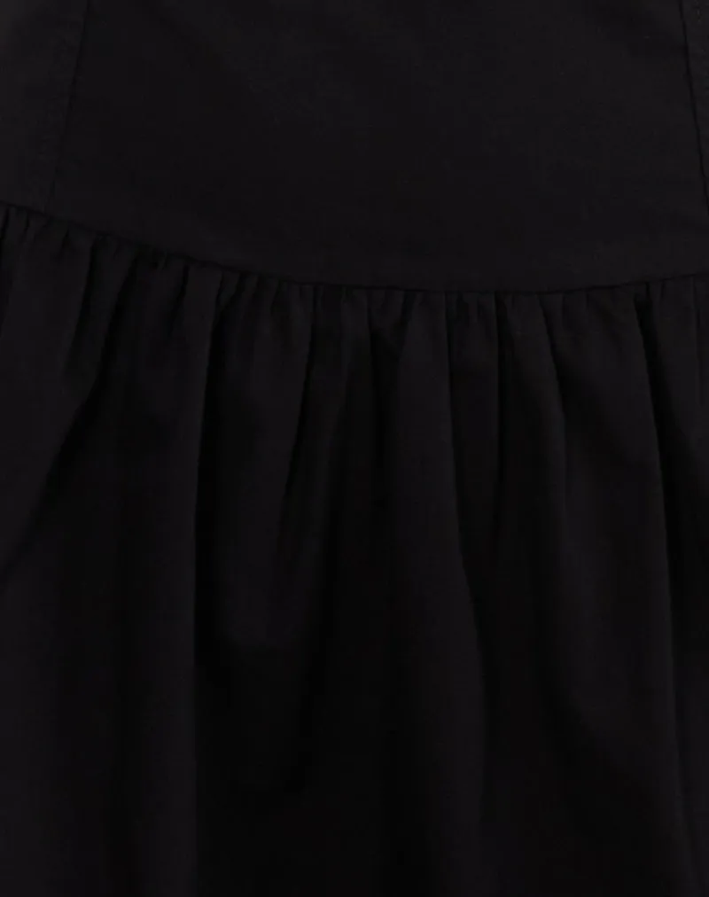 Kafridi Eyelet Mini Dress in Poplin Black
