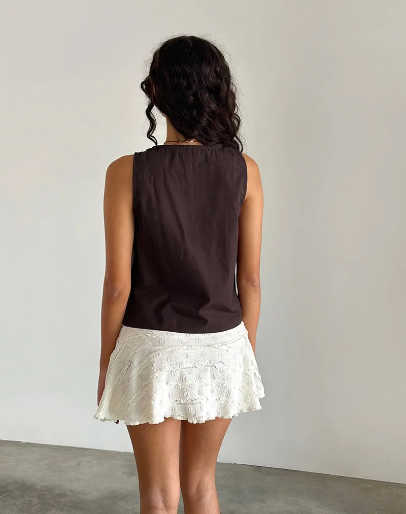 Kayve Tie Front Top in Poplin Deep Mahogany