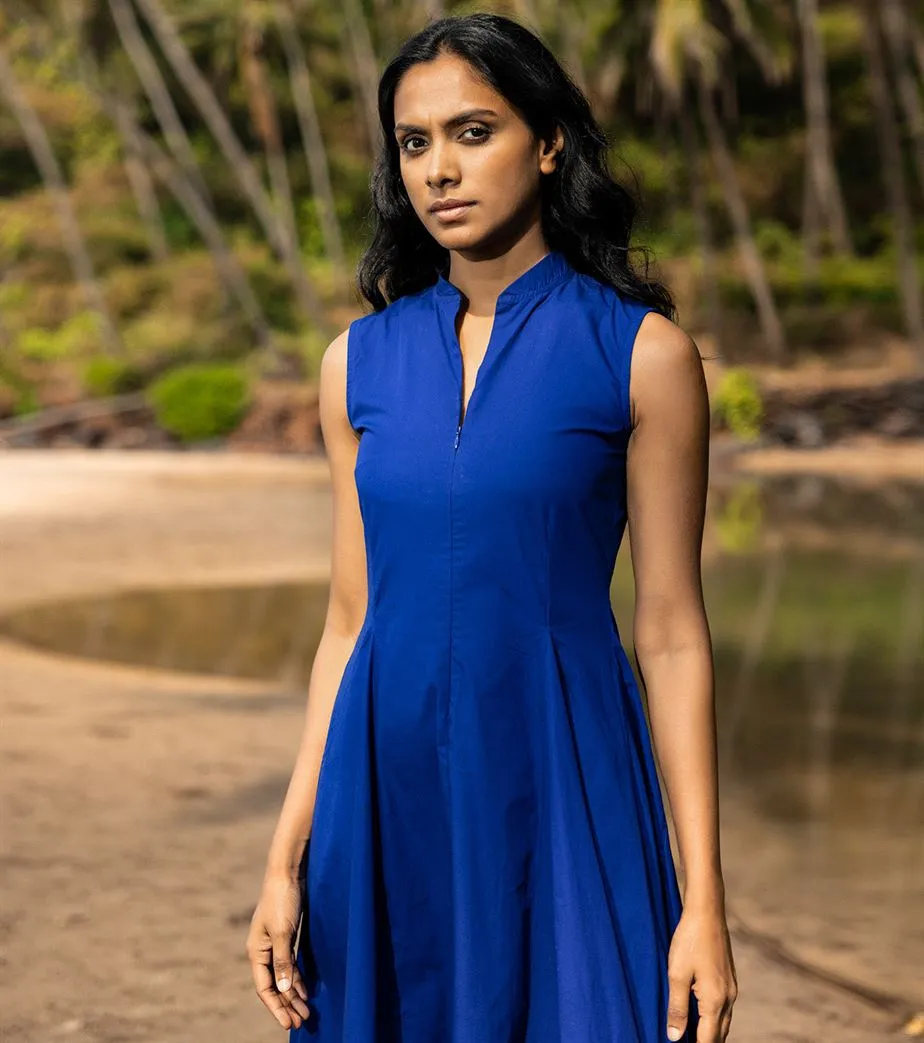 Khara Kapas I  Oh carol I Cotton Poplin Octane Dress Electric blue KK-24-31