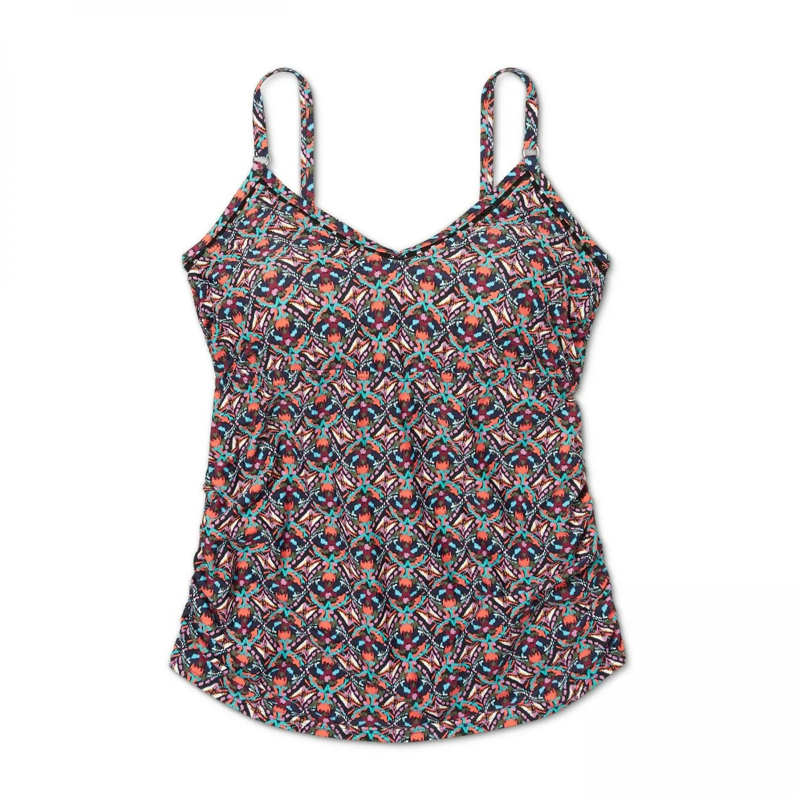 Kona Sol Women's Plus Size Trim Inset Tankini Top