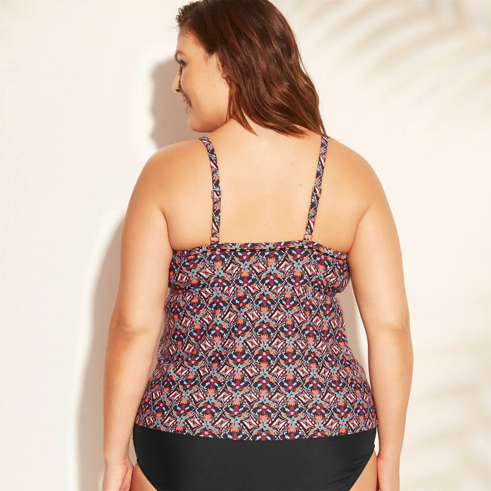 Kona Sol Women's Plus Size Trim Inset Tankini Top