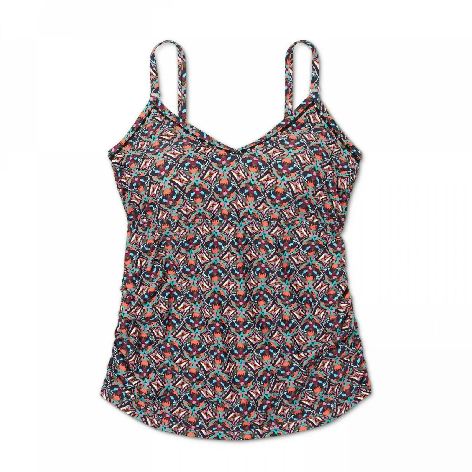 Kona Sol Women's Plus Size Trim Inset Tankini Top