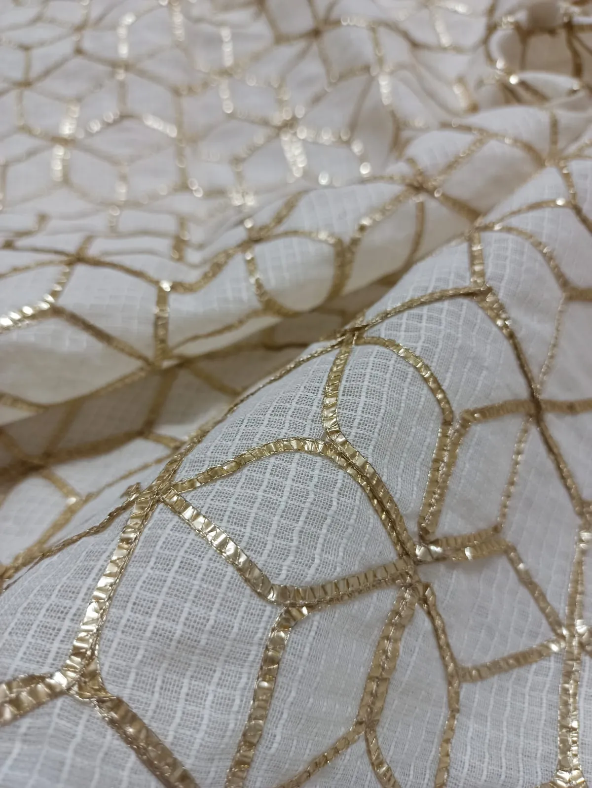 Kota Cotton Embroidered Fabric