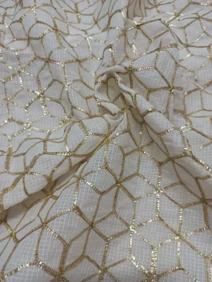 Kota Cotton Embroidered Fabric