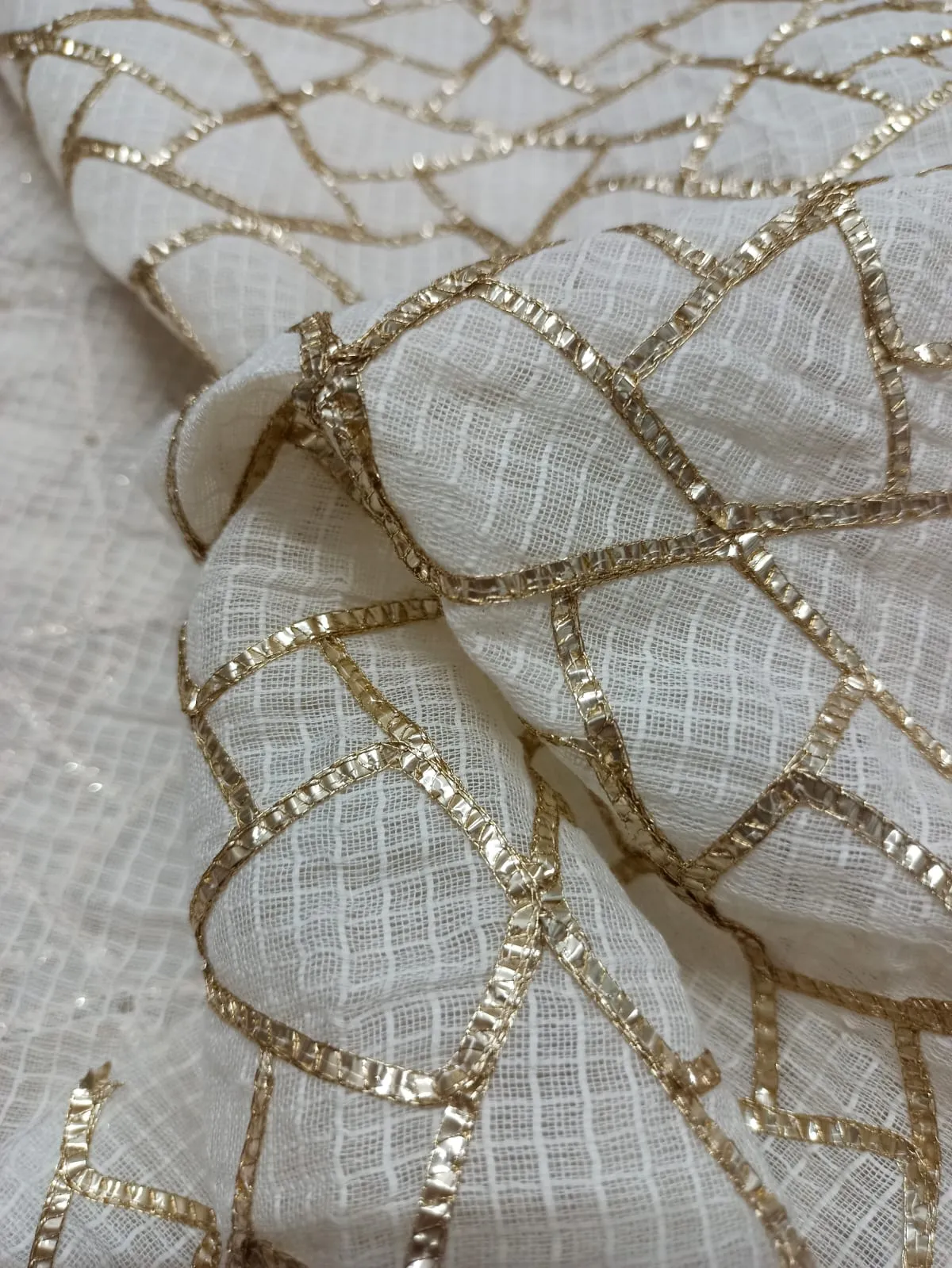 Kota Cotton Embroidered Fabric
