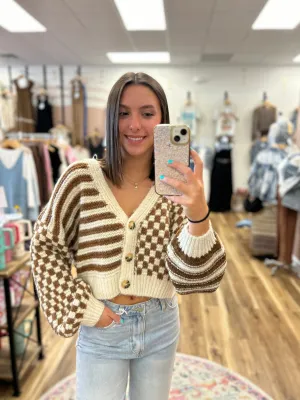 Kylie Brown Stripe and Checkered Cardigan