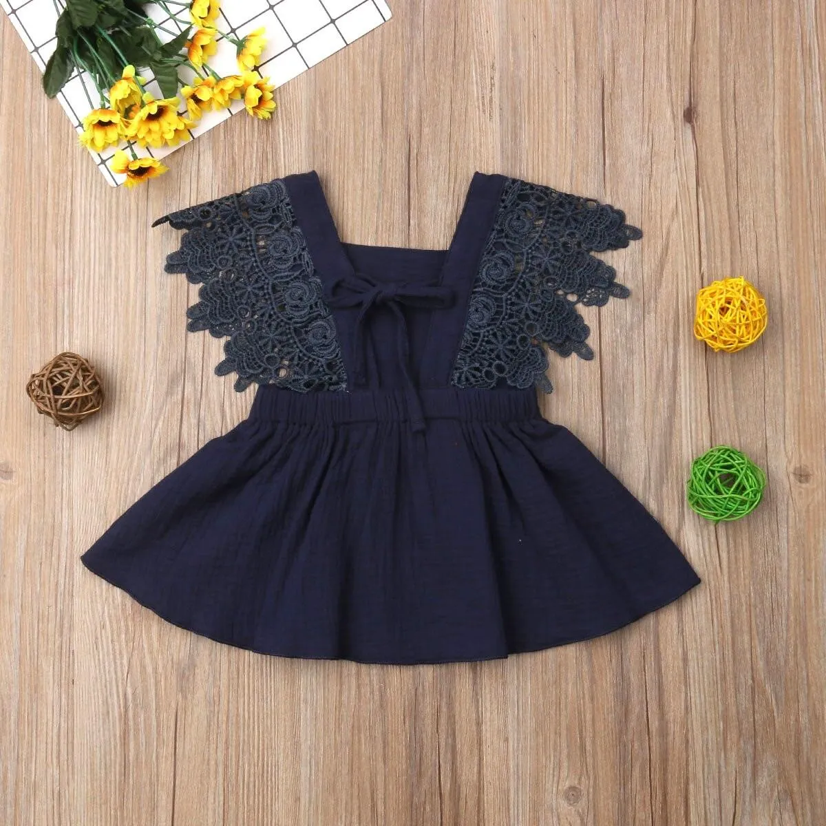 Lace Petal Backless Dress