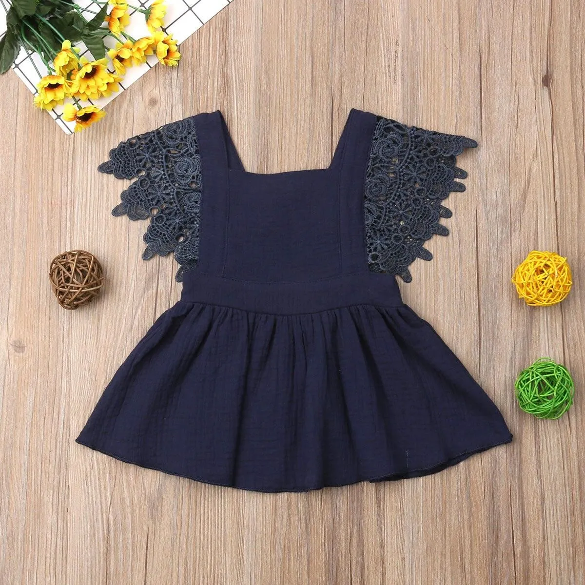 Lace Petal Backless Dress