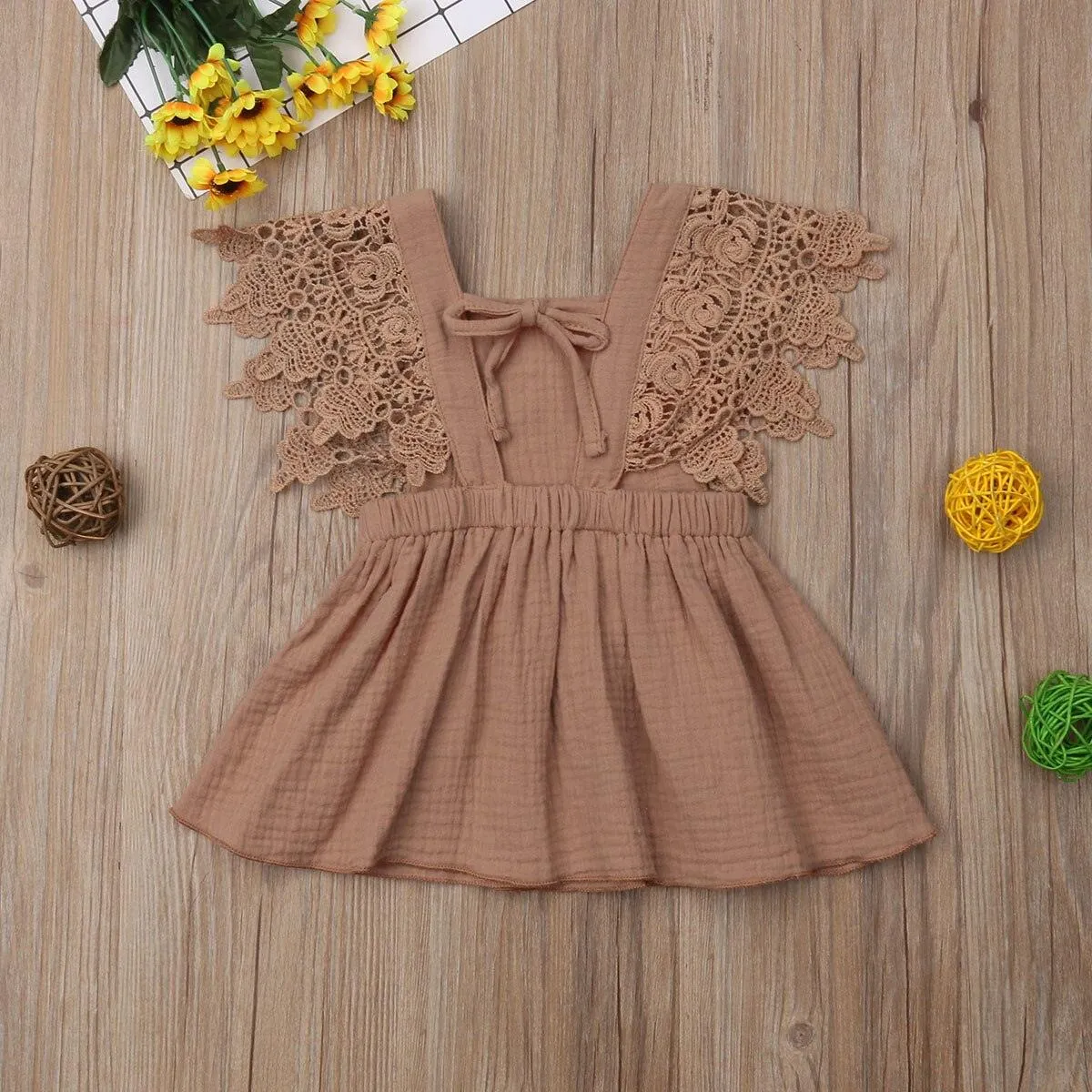 Lace Petal Backless Dress