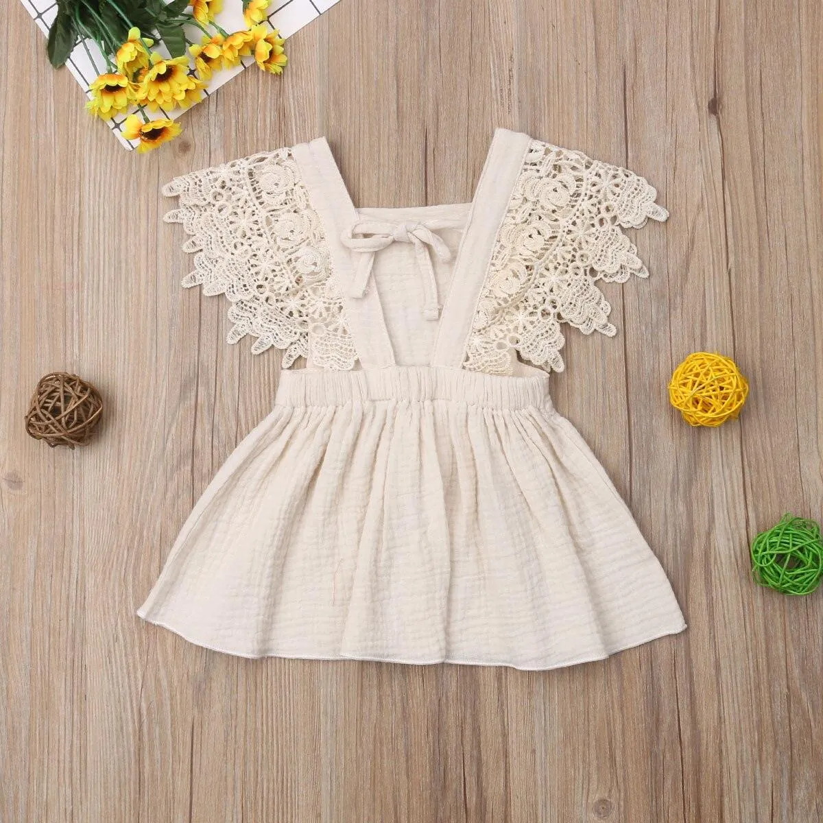 Lace Petal Backless Dress