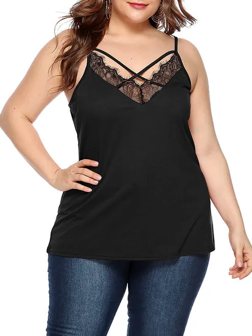 Lace Stitching Slim V-neck Camisole