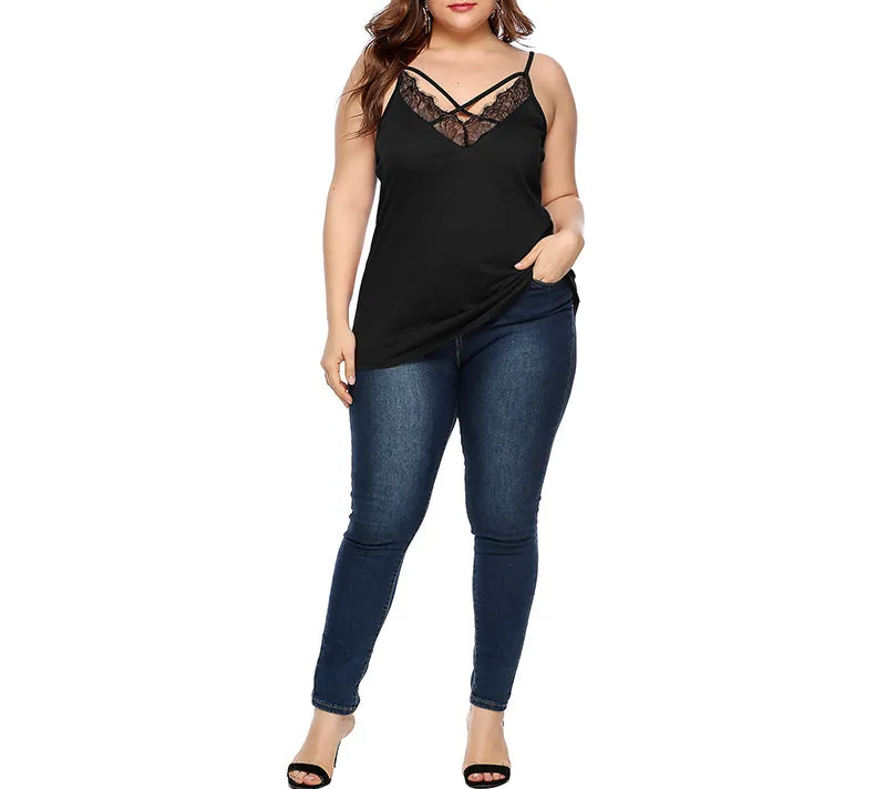 Lace Stitching Slim V-neck Camisole