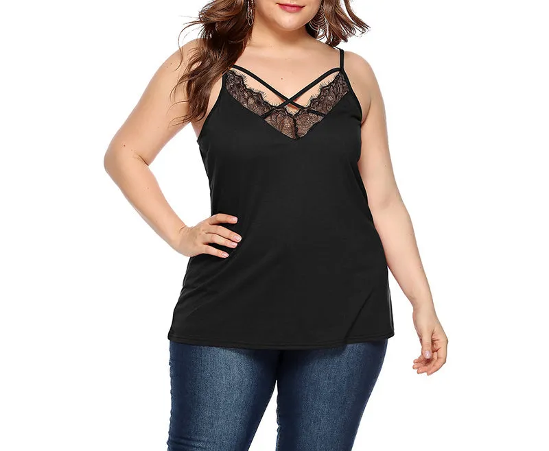 Lace Stitching Slim V-neck Camisole
