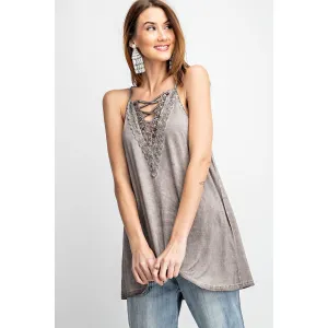 Laced Up and Lovely Top In Mushroom