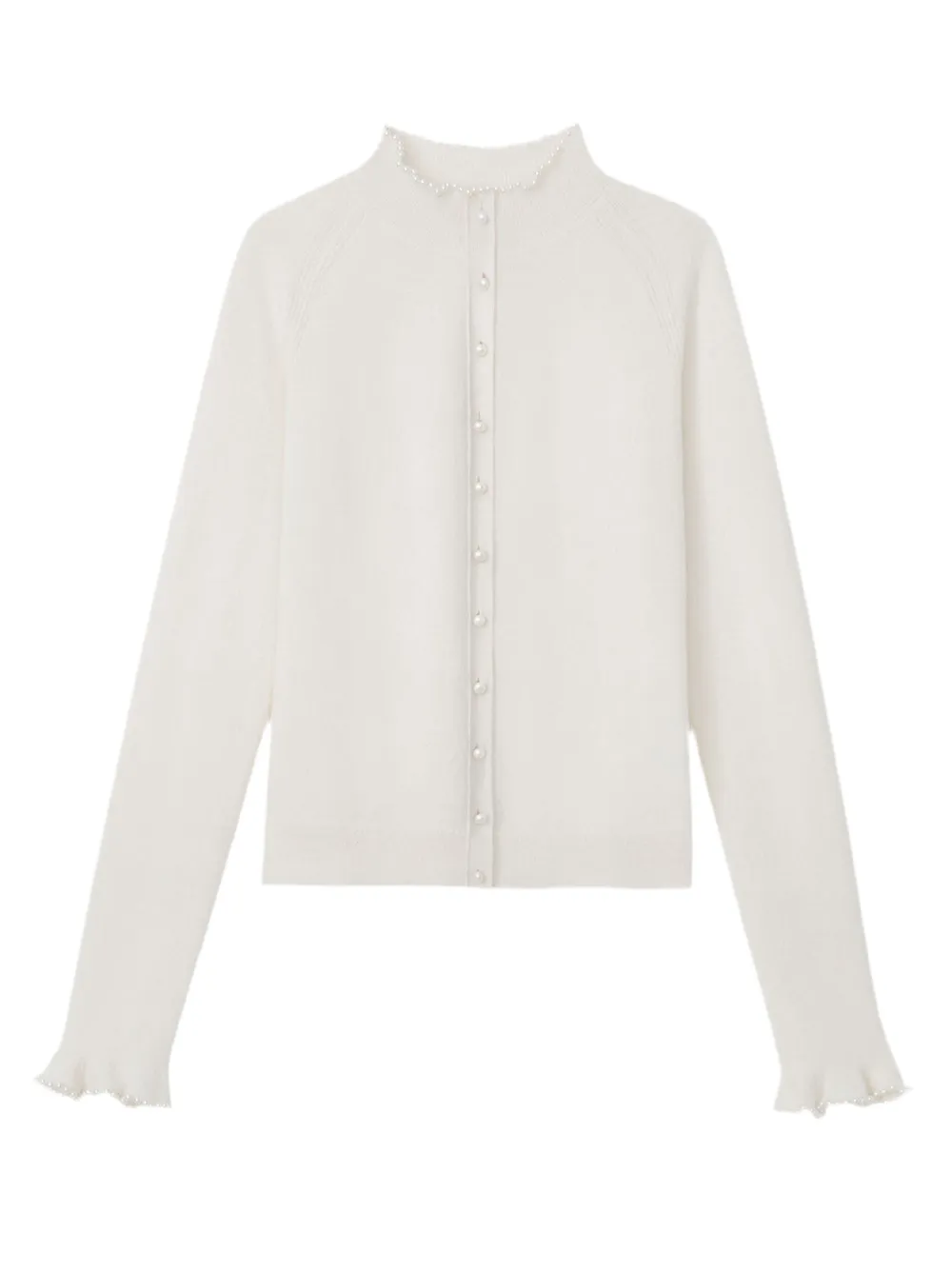 Lafayette 148 Hand-Beaded Pearlescent Trim Cardigan