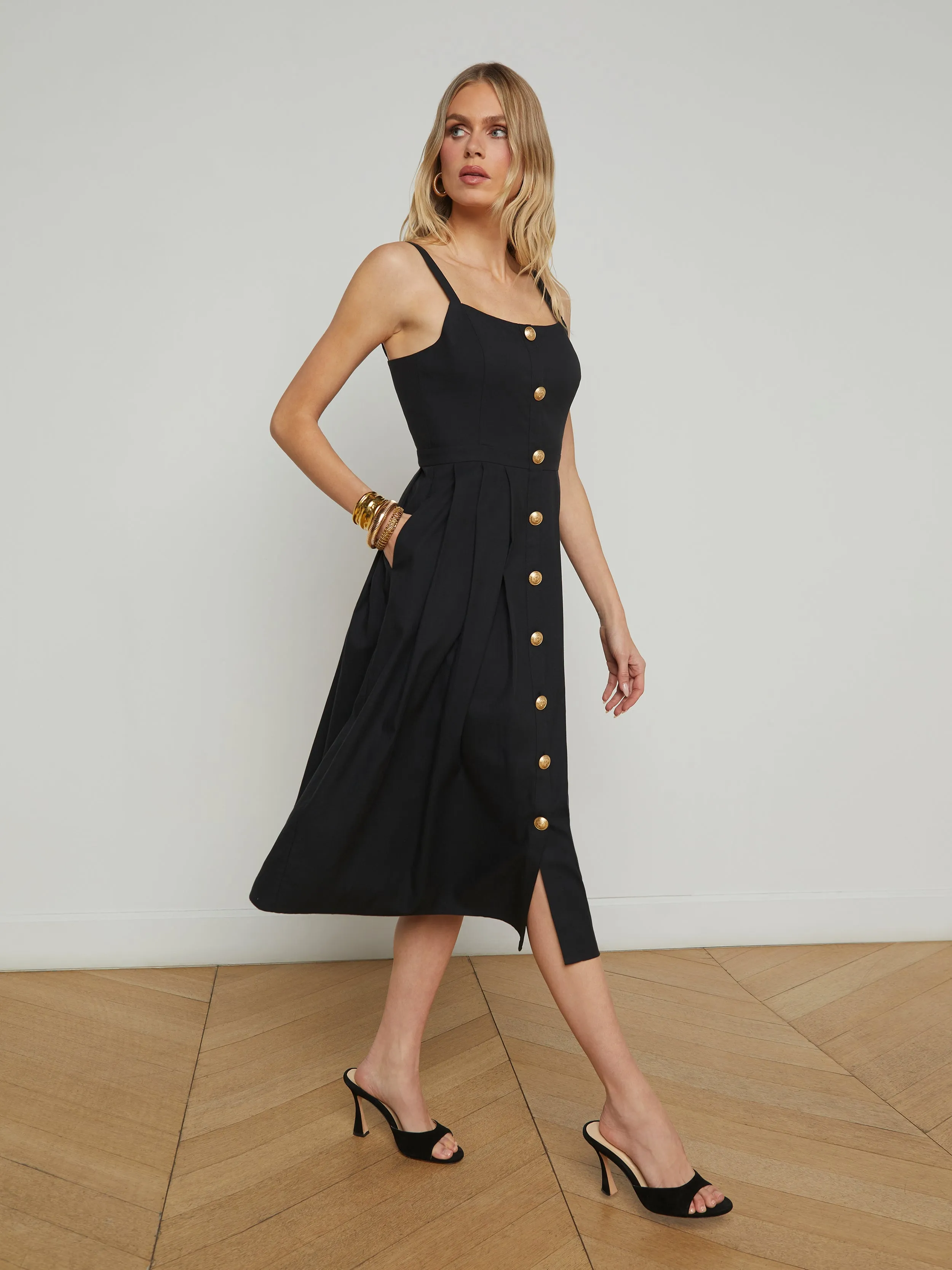 L'AGENCE - Esmerelda Sleeveless Midi Dress - Black