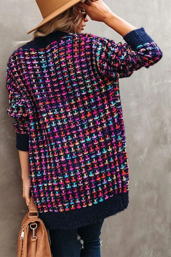 Large size cardigan jacket personality fashion color sweater