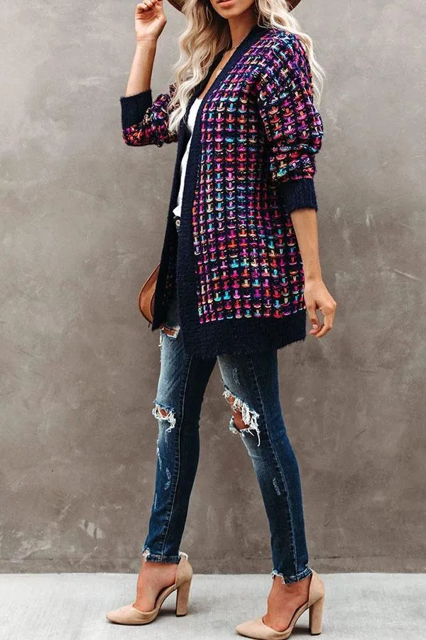 Large size cardigan jacket personality fashion color sweater